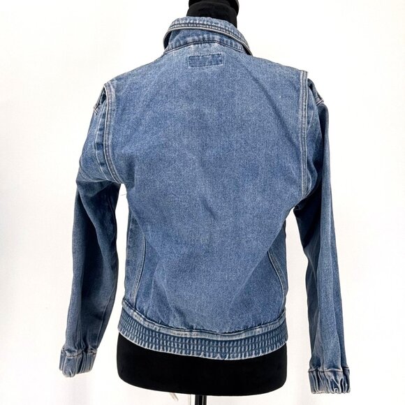 Vtg Mileage Denim Bomber Jacket Womens 12 Field Barn Military Chore Pockets 80s - Picture 7 of 7